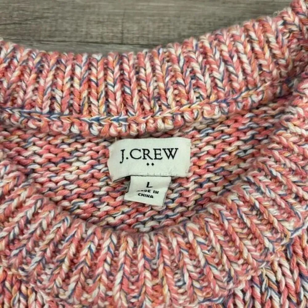 J.CREW COLLECTION $178‎ Pink Marled Crew Neck Cotton Sweater Large - Picture 4 of 6